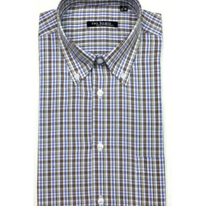 Camicia uomo mezza manica botton down cotone quadretti RIZZ