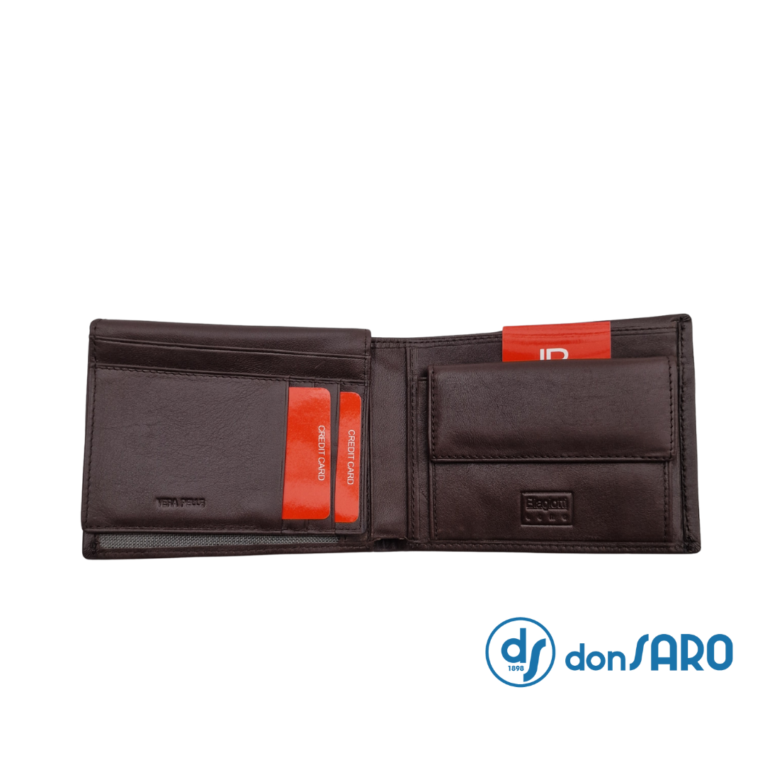 LEATHER ZENTRUM Portafoglio Donna In Vera Pelle Marrone – 8 Slot Carte, Scomparto Con Cerniera – Classico E Spazioso (17,5x10x2,5 Cm)