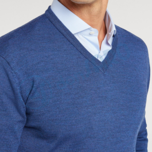 Maglia uomo Ragno scollo a V misto lana dettaglio colore avio