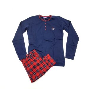 Pigiama donna caldo cotone con polsini, Notteluna GRN 12