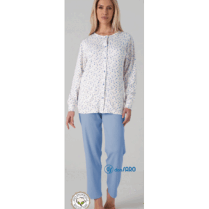 Pigiama donna caldo cotone con giacca a fiori, Karelpiù 5020