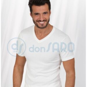 Maglia uomo a V manica corta double cotone lana, Chiara 26
