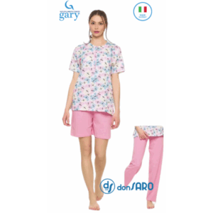 Pigiama donna cotone Jersey 3 pezzi, Gary TU50059
