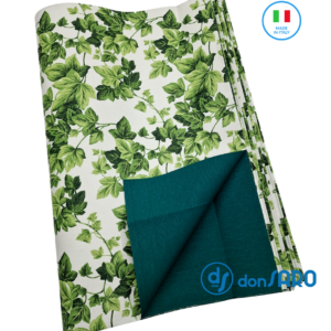 tessuto tenda sole double face fantasia edera e tinta unita verde dettaglio