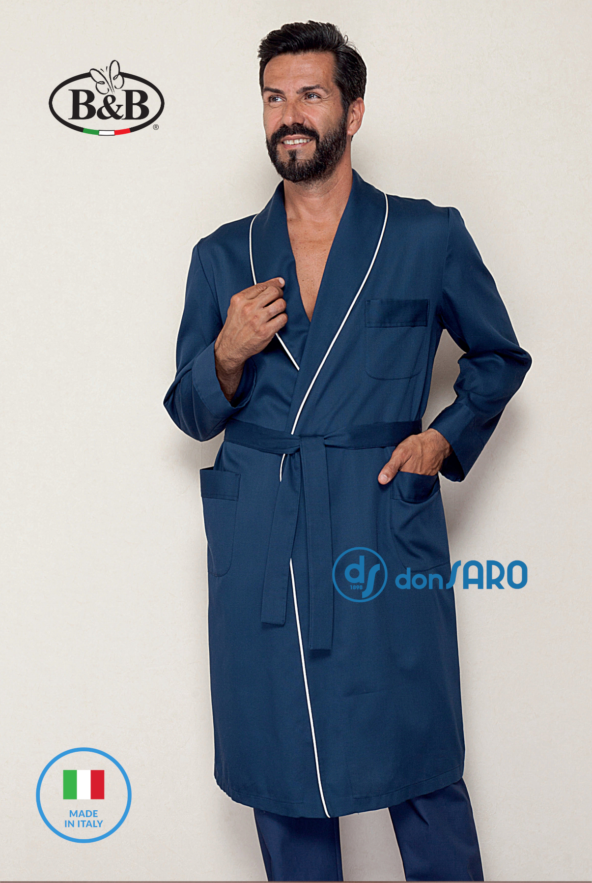 Vestaglia uomo rigatino di puro cotone, B&B Enry