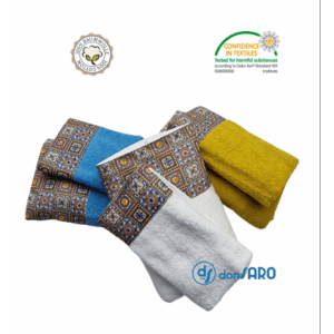 Coppia asciugamani spugna balza stampa digitale, Maioliche