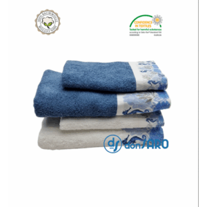 Coppia asciugamani spugna con balza stampa digitale, Coralli