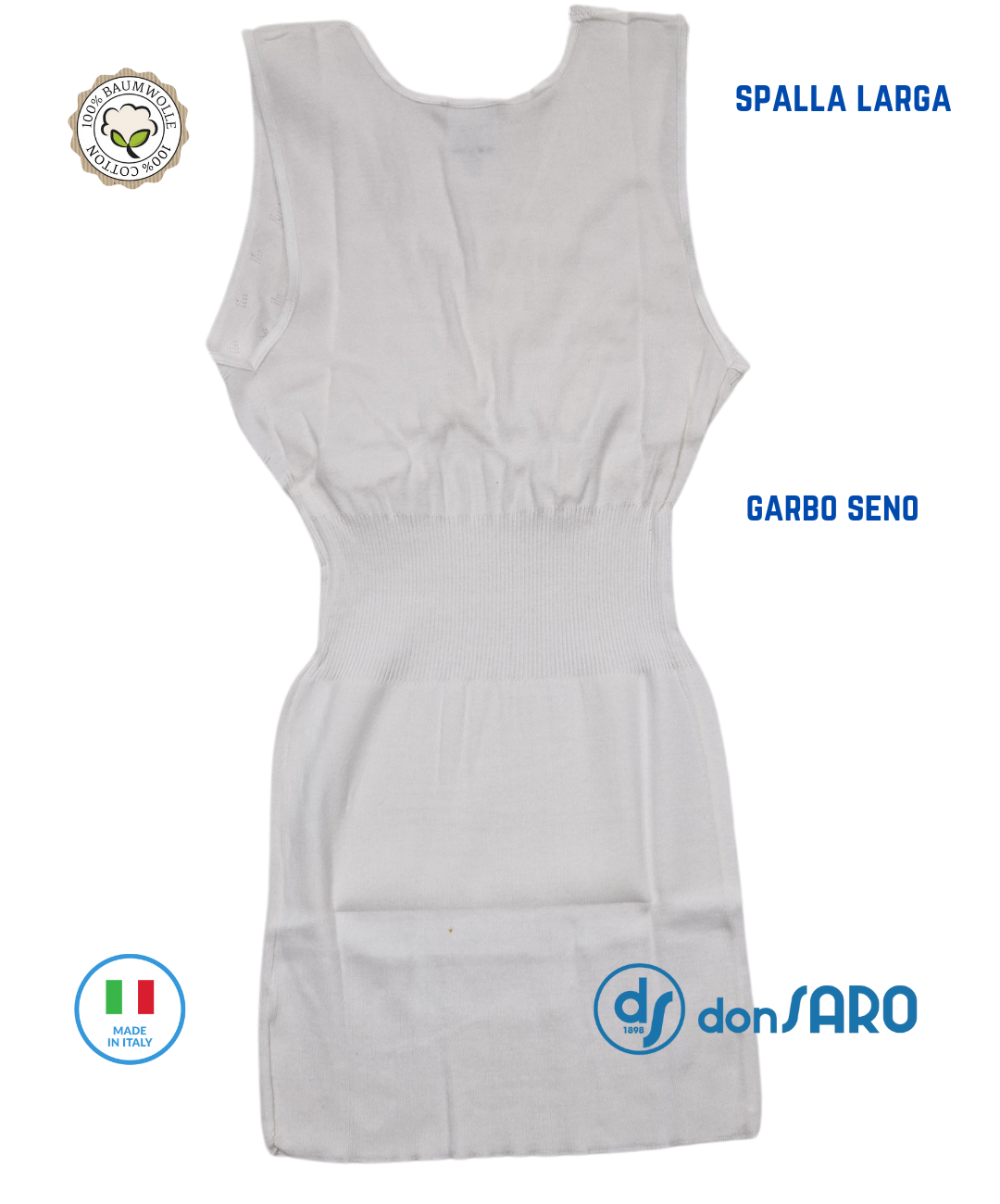 Set 3 Canottiere In Cotone 100% - Taglie Forti, Spalla Larga, Pizzo Macramè, Italiano - Foto 5