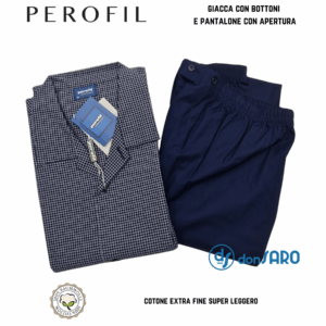 Pigiama uomo cotone giacca e pantalone aperto Modena Perofil