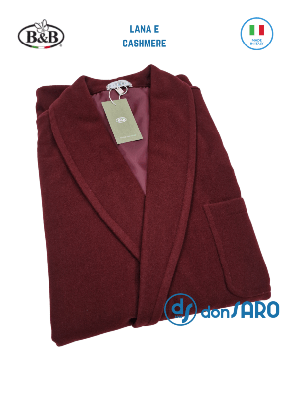 Vestaglia uomo lana cashmere tinta unita, B&B Europa - immagine 4
