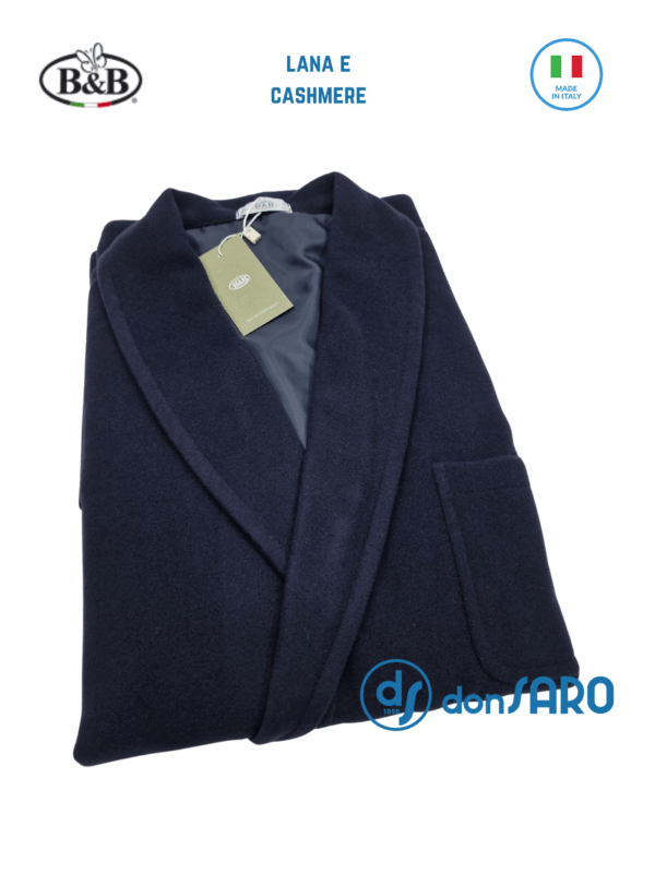 Vestaglia uomo lana cashmere tinta unita, B&B Europa - immagine 5
