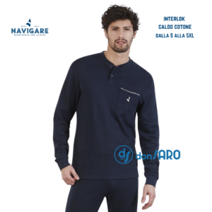Pigiama uomo navigare caldo cotone colore blu modello