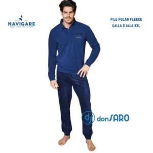 Pigiama uomo Navigare pile polar fleece colore oceano 141736