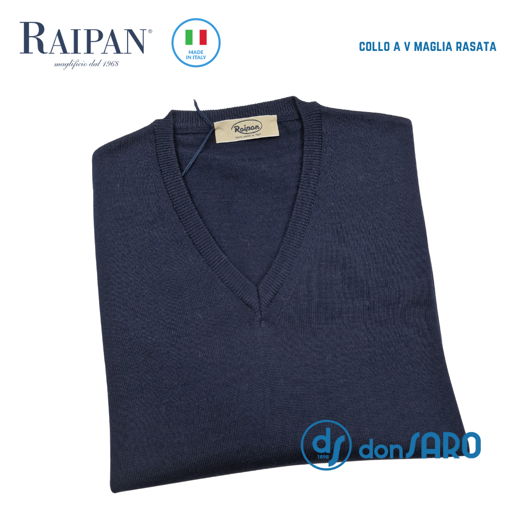 Pullover uomo maglia rasata lana collo V Raipan, 552 – Donsaro