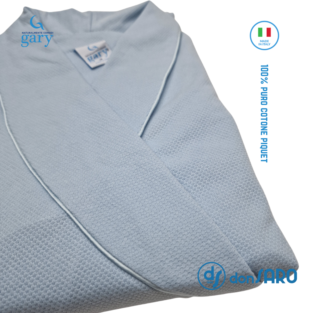 Vestaglia donna cotone jersey nido d'ape collo scialle, Gary – Donsaro