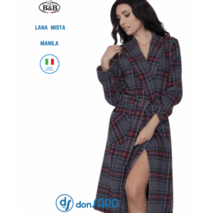 Vestaglia donna lana collo scialle disegno scozzese B&B Manila Edy