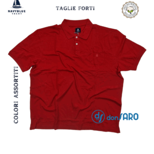 Polo uomo manica corta con taschino taglie forti Navyblue 6120