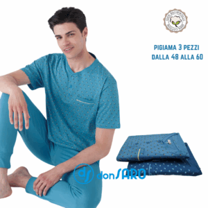 Pigiama uomo estivo Karel SK8221-2 3 pezzi in cotone leggero e fresco