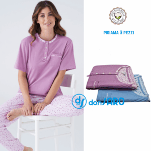 Pigiama donna estivo 3 pezzi in puro cotone, Karelpiù SK8025