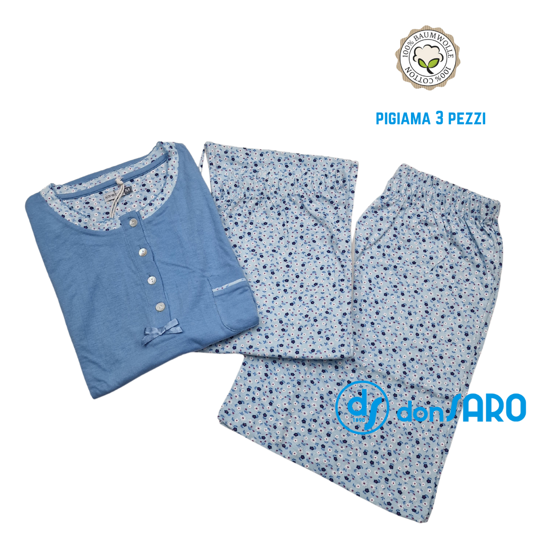 Pigiama donna estivo pezzi in puro cotone, Karelpiù SK8025 – Donsaro