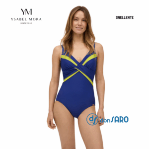 Costume mare intero donna Blu inserti lime Ysabel Mora 83029