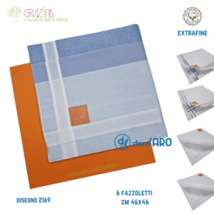 6 fazzoletti uomo cotone extrafine cm 46x46 Graziina Ascot