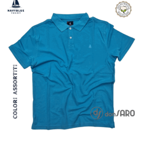 Polo uomo manica corta in cotone nido d'ape, Navyblue 6111