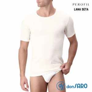 Maglia uomo Perofil Lana-Seta girocollo manica corta bianca