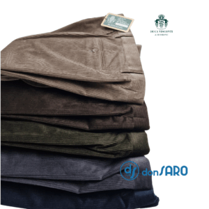 Pantalone Uomo con pience Velluto Duca Visconti Modrone 518
