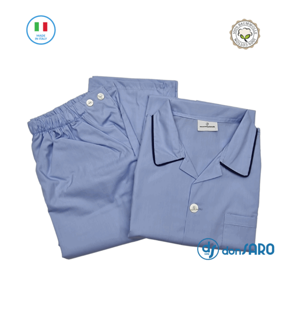 Pigiama uomo cotone popeline giacca e pantalone aperto 0101 - immagine 3