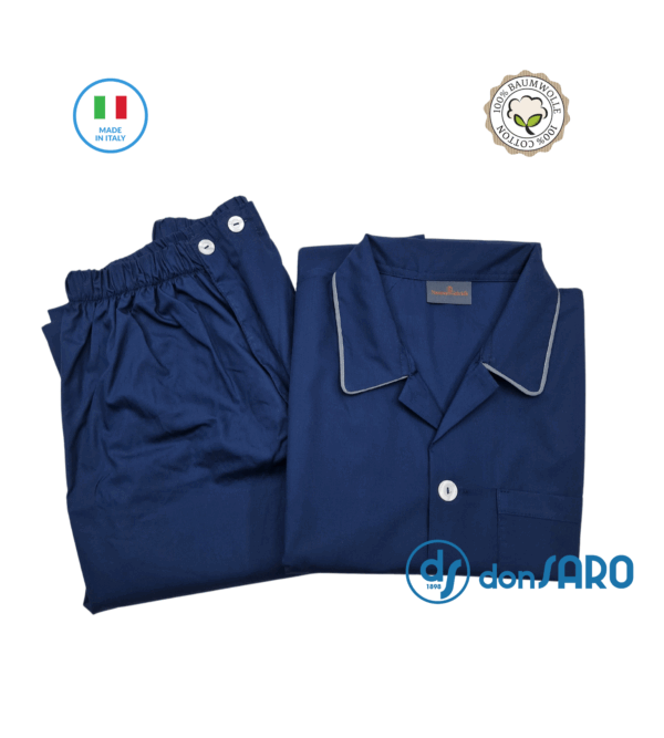Pigiama uomo cotone popeline giacca e pantalone aperto 0101 - immagine 2