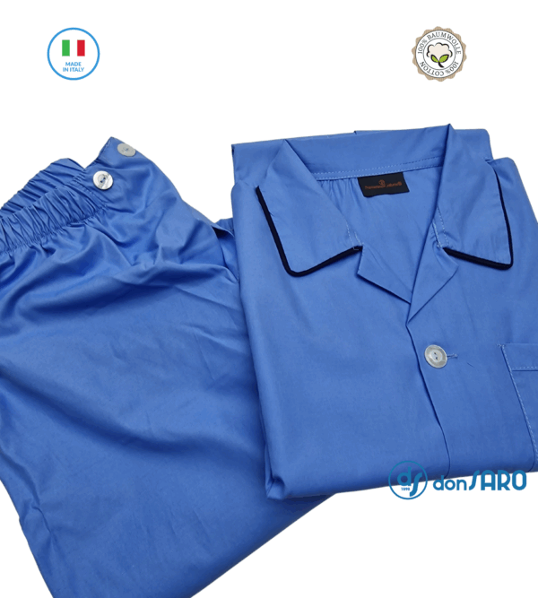Pigiama uomo cotone popeline giacca e pantalone aperto 0101 - immagine 6