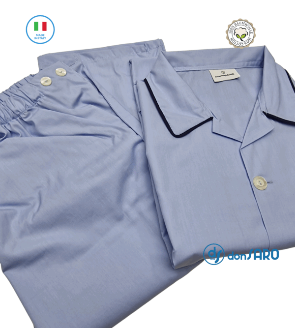 Pigiama uomo cotone popeline giacca e pantalone aperto 0101 - immagine 7