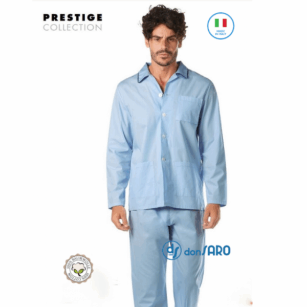 Pigiama uomo cotone popeline giacca e pantalone aperto 0101