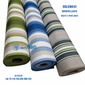 Tenda sole idrorepellente rigate e tinta unita, Solemaxi