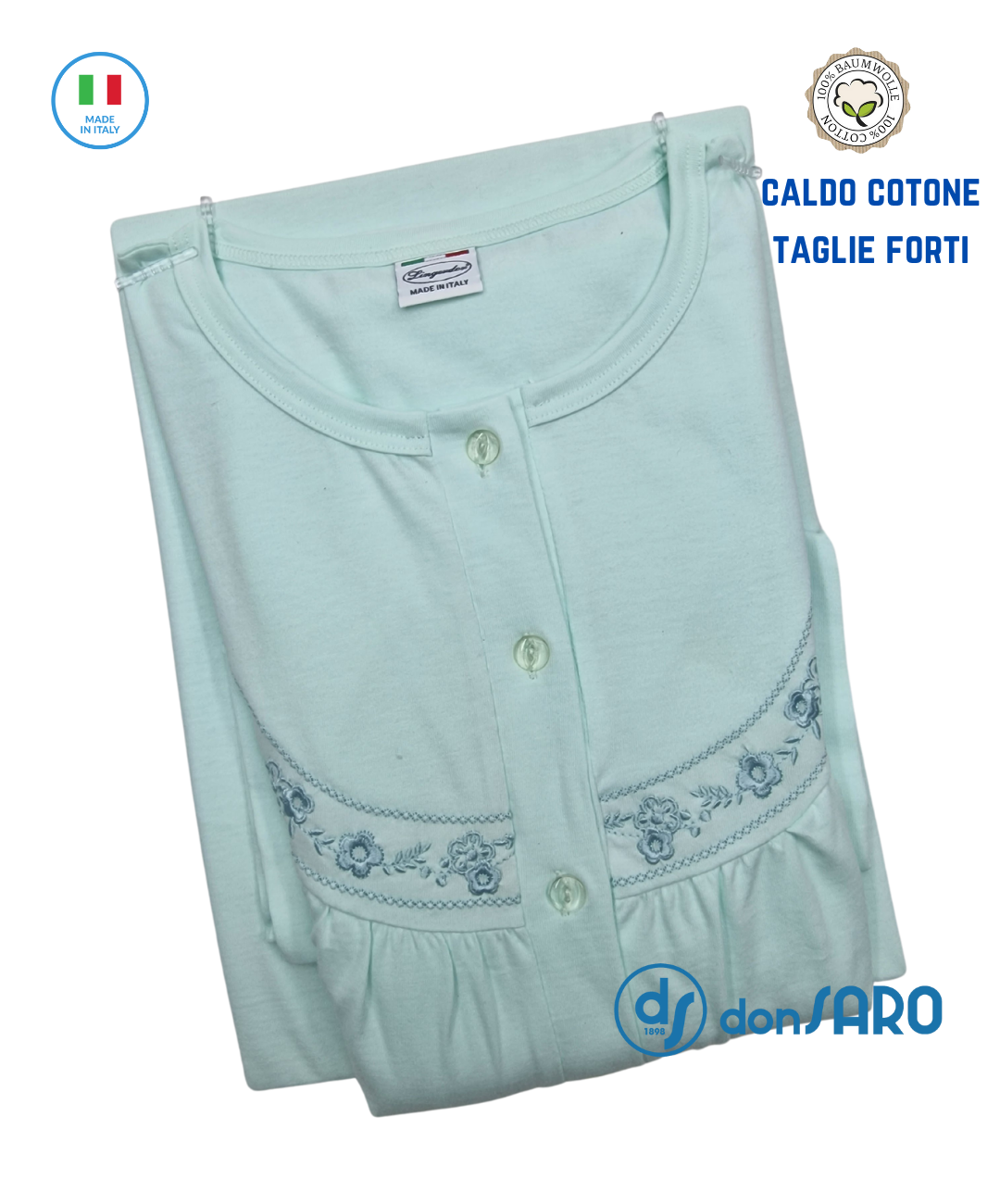 camicia notte donna calibrata caldo cotone lingerdor 10504 - Don Saro dal 1898