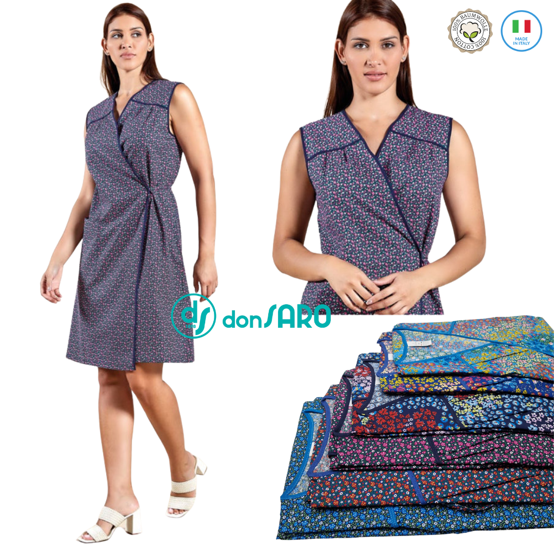 Copriabito donna cotone incrocio senza maniche 0405 0406