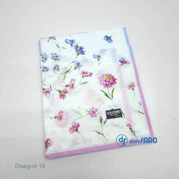 Fazzoletti In Cotone Pettinato Donna - 3 Pezzi 35x35 Cm, Modello P04, Confezione Regalo - Foto 9