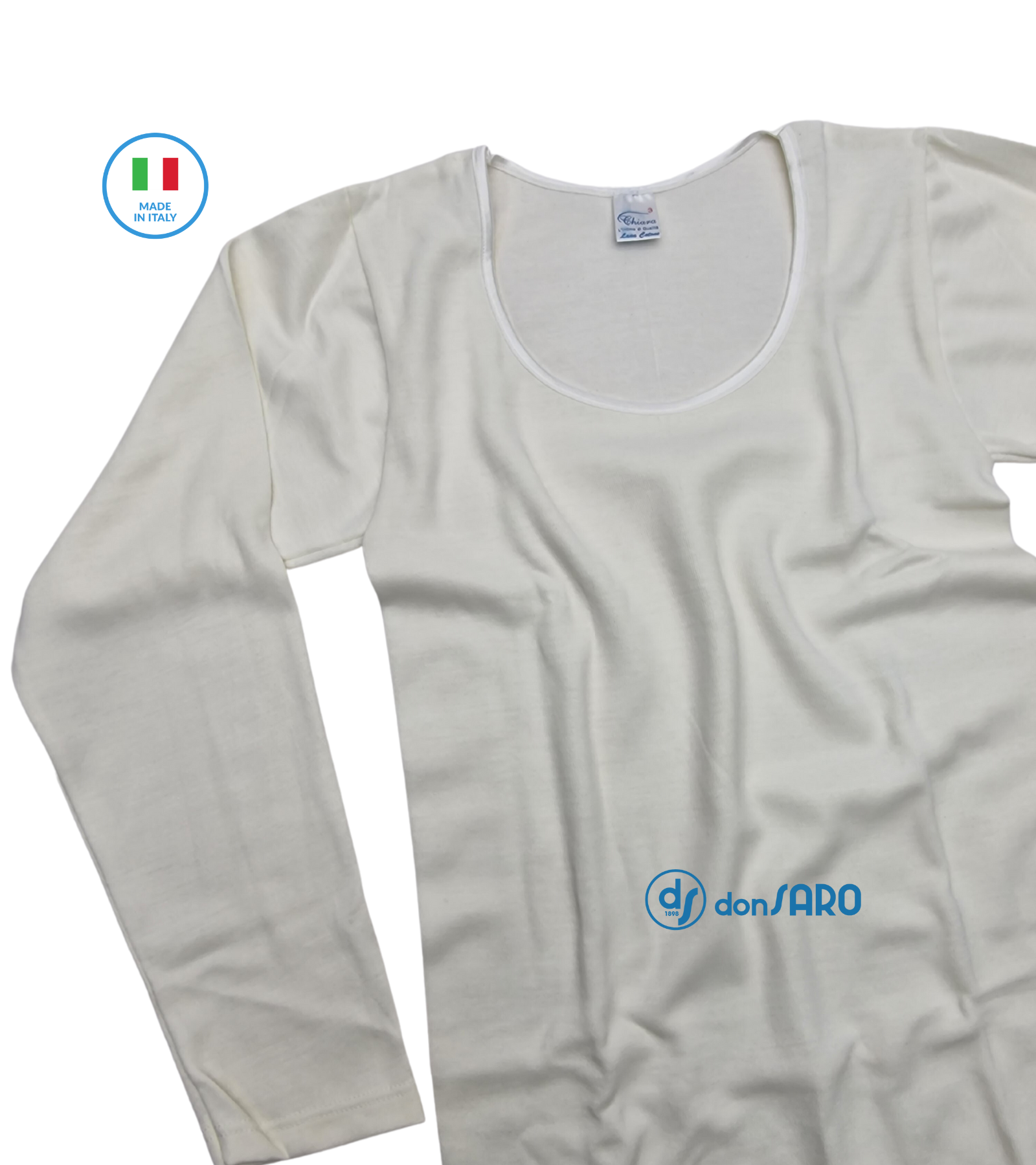 Maglia donna double cotone lana manica lunga, 87 Chiara