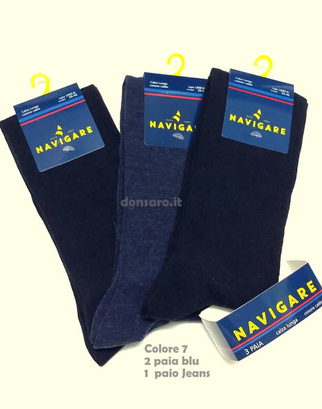 Calza lunga caldo cotone tinta unita NAVIGARE E121 (3 paia)