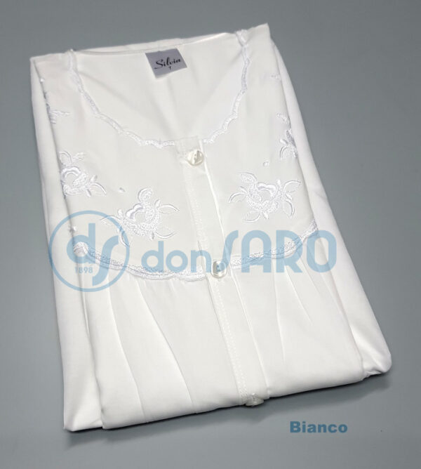 Camicia notte donna aperta manica corta mussola Silvia 8024 - immagine 6