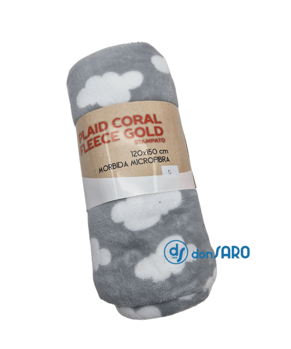 Plaid microfibra coral fleece fantasia, Gold Sofficino - immagine 15