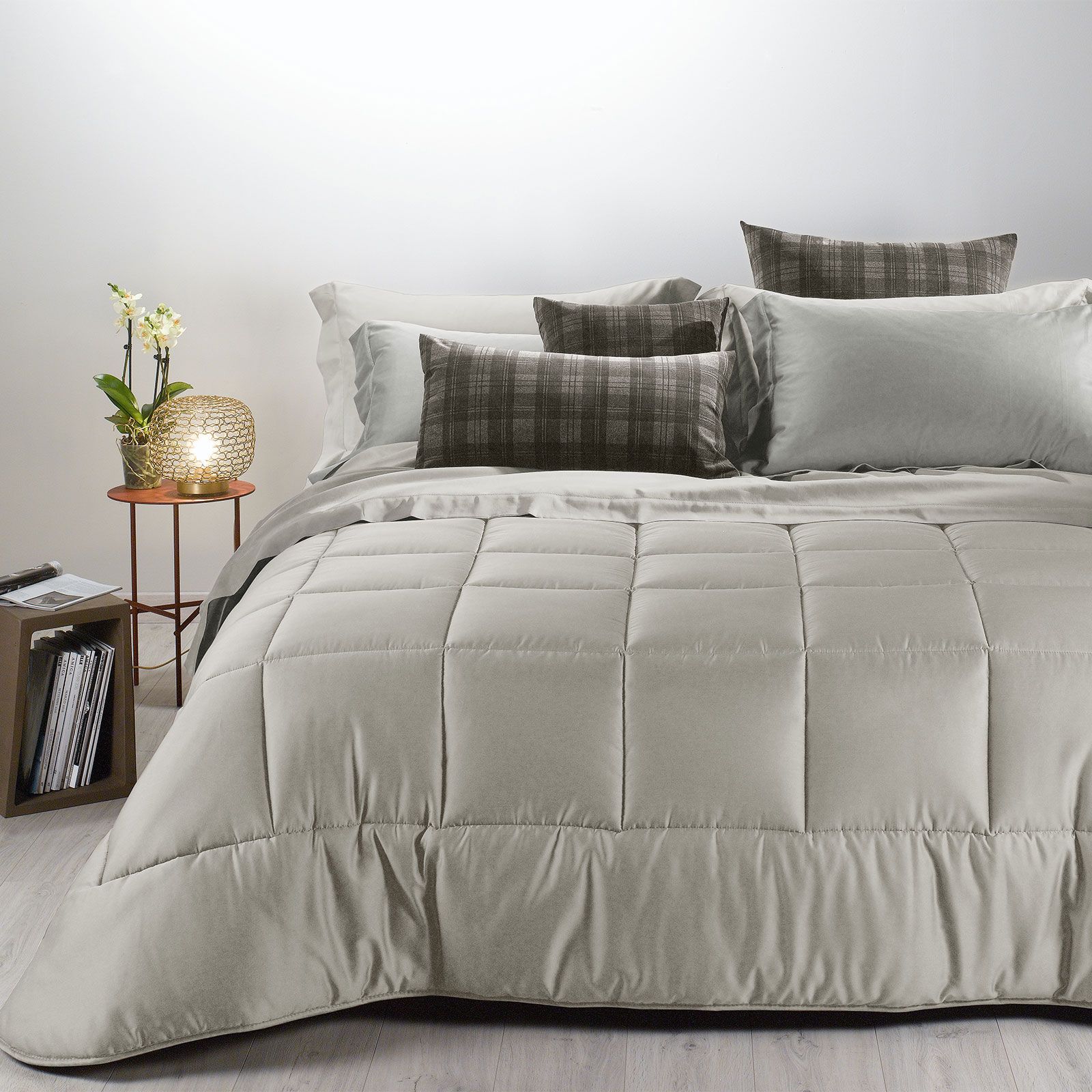 Trapunta Matrimoniale In Raso Di Cotone Caleffi - Grigio, Morbida E Elegante - Foto 3