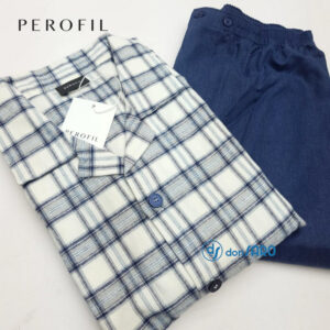 Perofil, pigiama uomo flanella soft quadro chiaro, 92387