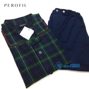 Perofil, pigiama uomo flanella quadro verde blu, 92390