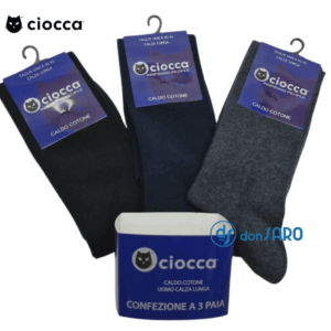 3 calze lunghe uomo caldo cotone tinta unita, Ciocca 460