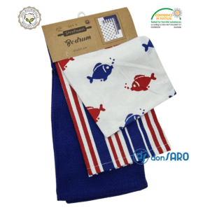 Set strofinacci cotone disegni marina, (3 pezzi) Bodrum