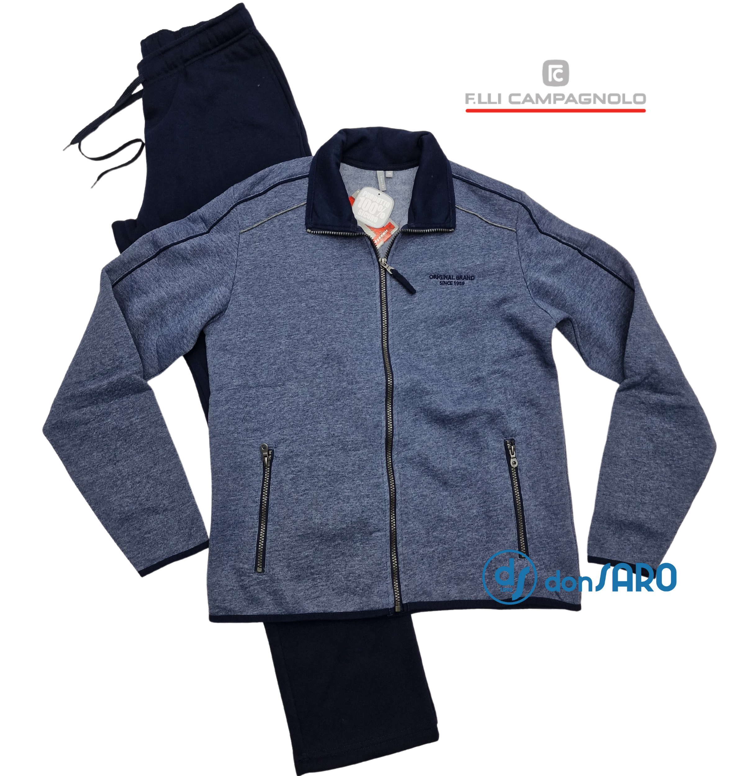 Tuta uomo felpa colore blu jeans, Campagnolo 8Q77276M