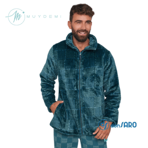 Giacca da camera uomo coral pile colore verde Muydemi 374331