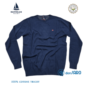 Maglia uomo girocollo cotone tricot, Navyblue Yacht 01